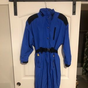 Vintage 70s 80s ROFFE One Piece Apres SKI SUIT Snow Bib Snowsuit Blue Womens 14
